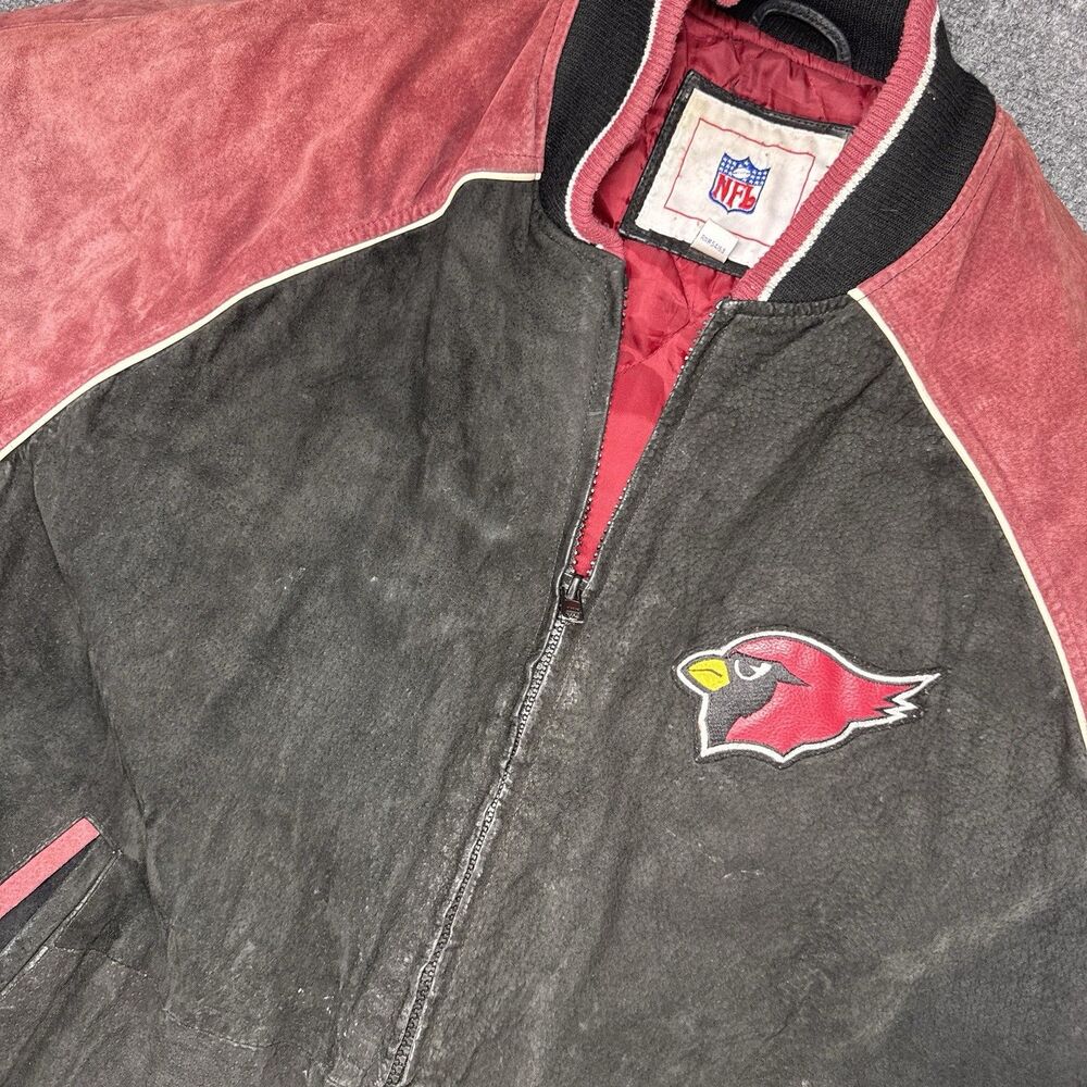 Nfl G-III Arizona Cardinals Bomber Jacket Suede Leather Embroider Size L